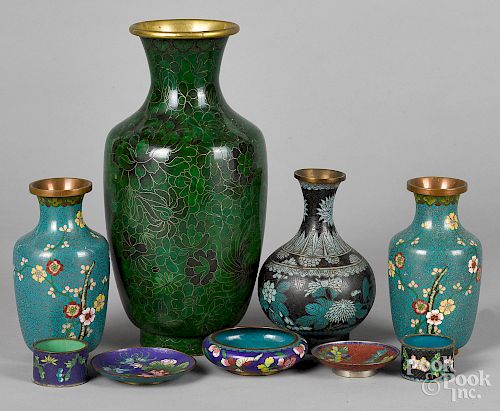 Nine pieces of Chinese cloisonné
