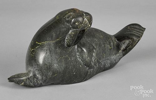 Inuit Northwest Coast carved soapstone walrus