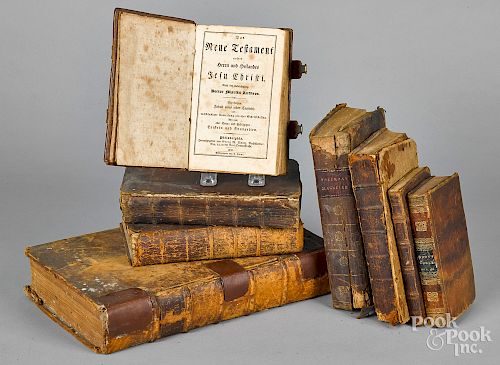 Group of early leather bound books