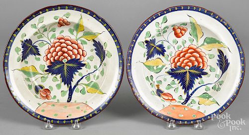 Two Gaudy Dutch grape pattern shallow bowls