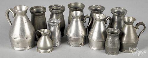 Collection of pewter measures