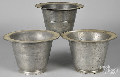 Three pewter chamber pots