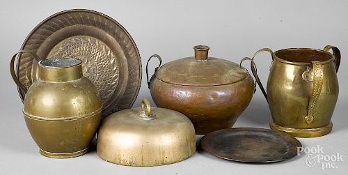 Group of brass and pewter