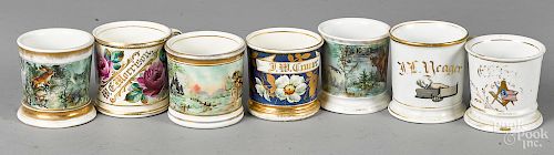 Seven porcelain shaving mugs