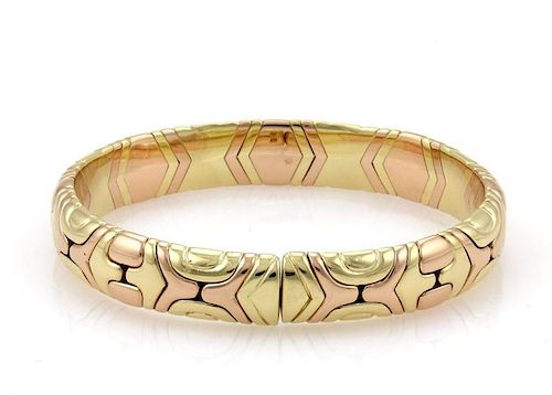 Bvlgari Parentesi 18k Gold Dome Cuff Band Bracelet
