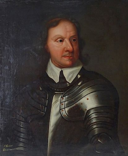 Antique English Oil Painting of Oliver Cromwell