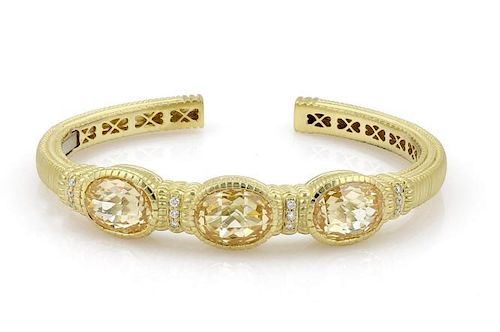 Judith Ripka Crystal Diamond 18k Gold Bracelet