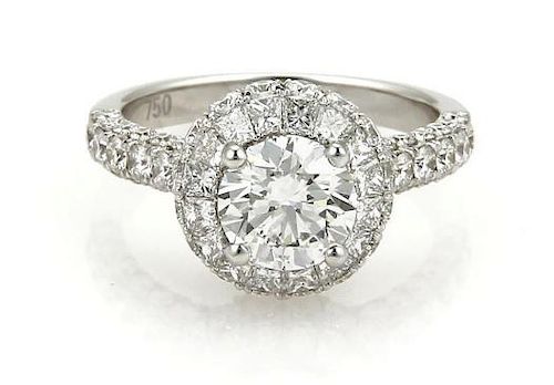 New Diamond Engagement Ring 18k Gold GIA Cert