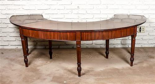 A Georgian Style Mahogany Concierge Table, Height 21 1/2 x width 82 x depth 42 1/2 inches (open).