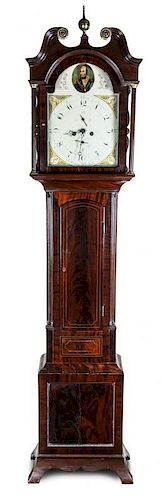 An English Mahogany Tall Case Clock, J. N. Dickman, Height 90 inches.