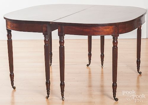 Sheraton mahogany two-part dining table