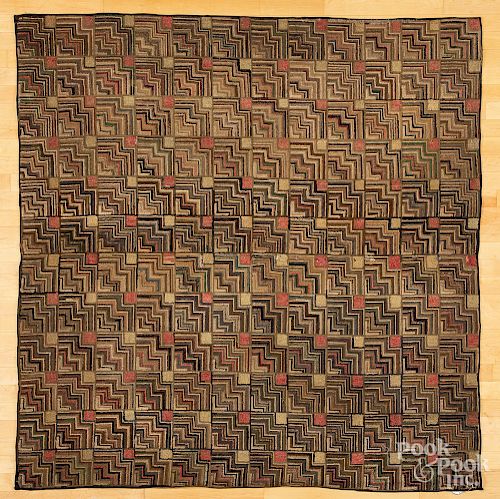 Geometric hooked rug