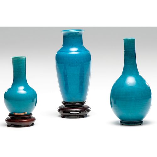 Chinese Early Qing Porcelain Vases in Turquoise