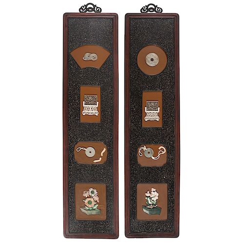 Pair of Wall Hangings with Jade Antiques