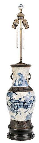 Blue and White Chinese Vase Converted to Lamp