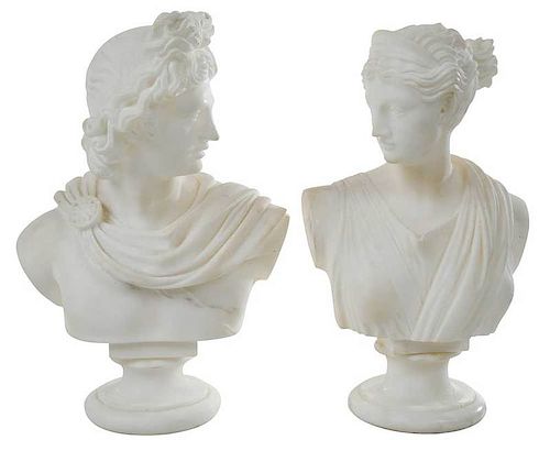 Pair of Classical Alabaster Busts