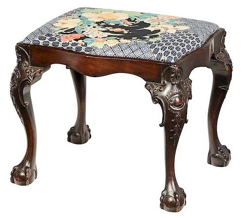 Chippendale Style Carved Mahogany Footstool