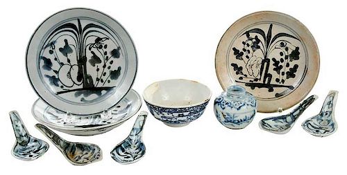 Ten Chinese Blue White Porcelain Items