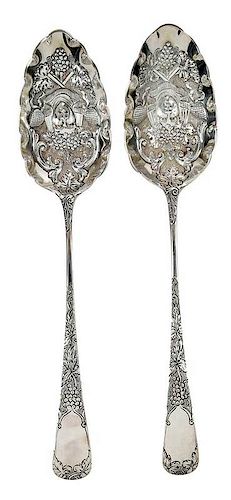 Cased English Silver Berry Spoons