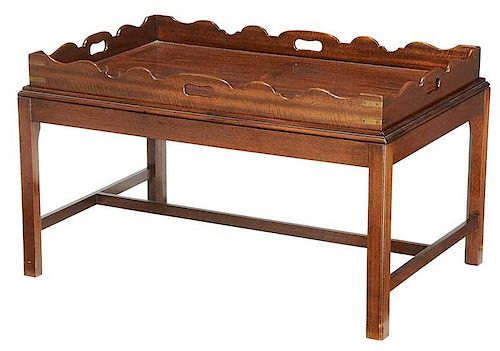 Chippendale Style Mahogany Tray-Top Low Table