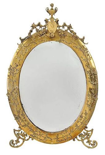 Neoclassical Style Oval Brass Mirror