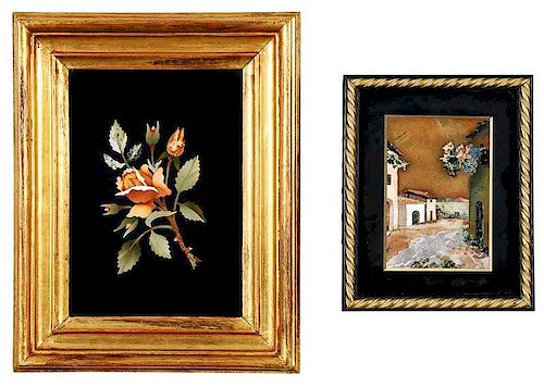 Two Framed Pietra Dura Plaques