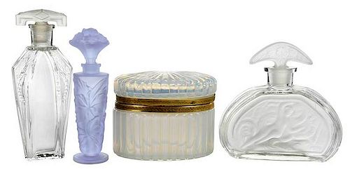 Four Opaline and Frosted Art Glass Objects