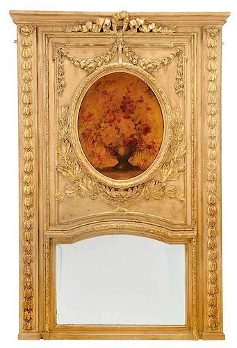 Louis XVI Style Parcel-Gilt Trumeau Mirror
