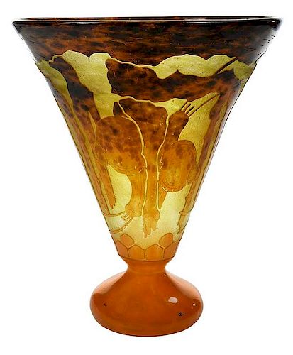 Cameo Glass Vase With Snail Motif