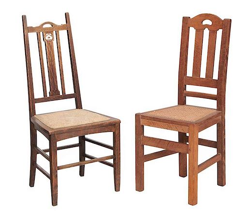 Two Arts and Crafts Oak Side Chairs