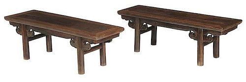 A Pair Chinese Hardwood Low Tables