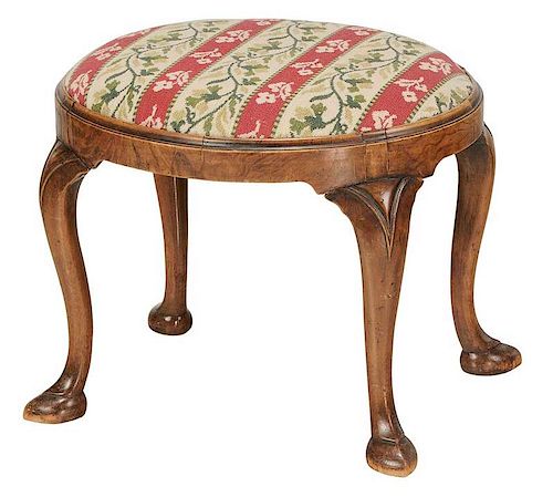 A Queen Anne Style Walnut Footstool