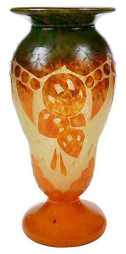 Czech Cameo Glass Vase 