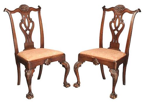 Pair Chippendale Style Side Chairs