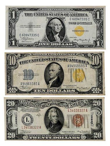 Ten U.S. Yellow and Hawaii Notes