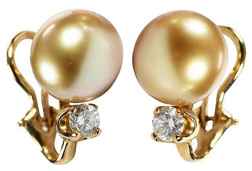 18kt. Pearl & Diamond Earrings 