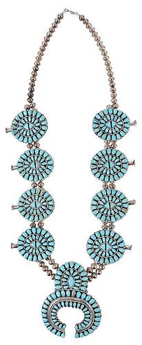 Southwestern Turquoise Squash Blossom Necklace