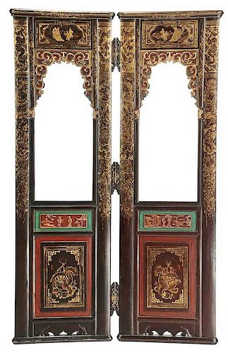 Pair of Chinese Parcel-Gilt Interior Doors