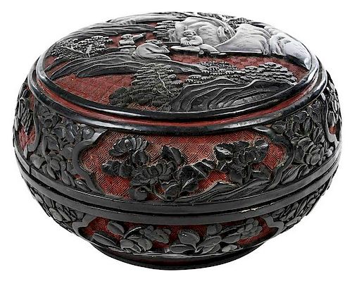 Cinnabar Black and Red Domed Box