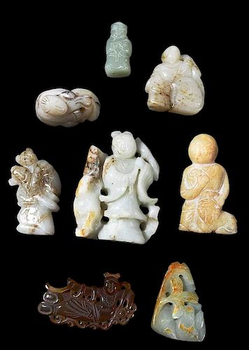 Eight Jade/Hardstone Carved Figures