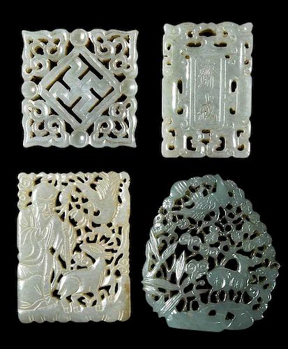 Four Carved Jade/Hardstone Plaques