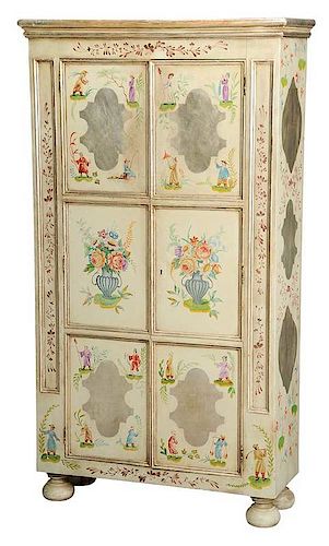 Silver Leaf and Paint Decorated Cabinet