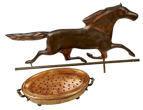 Copper Brazier and Horse Weathervane
