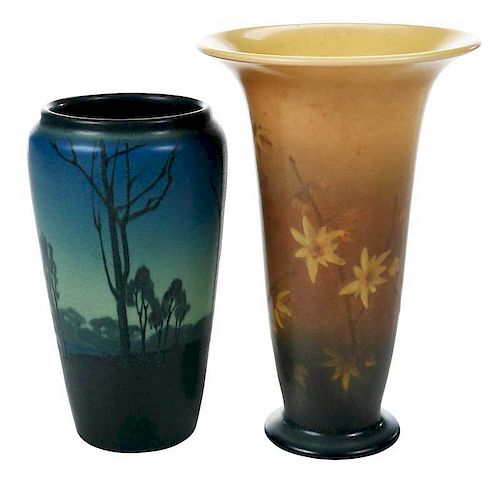 Two Hand Painted Rookwood Vases 