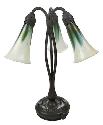 Tiffany Three Light Lily Lamp