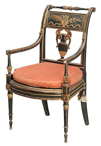 Italian Neoclassical Painted Arm Chair