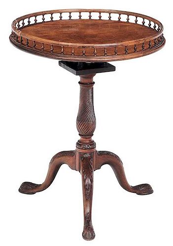 Chippendale Carved Mahogany Galleried Tea Table