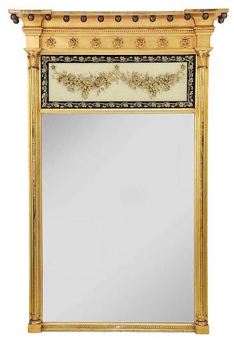 An Antique Federal Style Eglomise Mirror