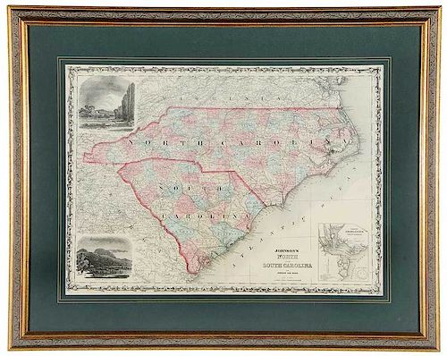 Johnson's Map Of North And South Carolina