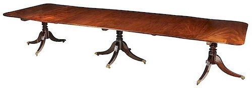 Monumental Federal Five-Pedestal Dining Table